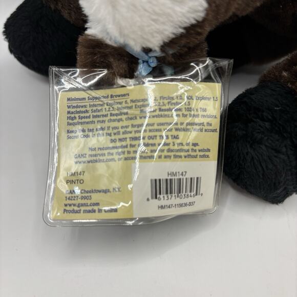 Ganz Webkinz Pinto HM147 NWT Plush Stuffed Animal W/ Unused Sealed Code Retired - Picture 4 of 6